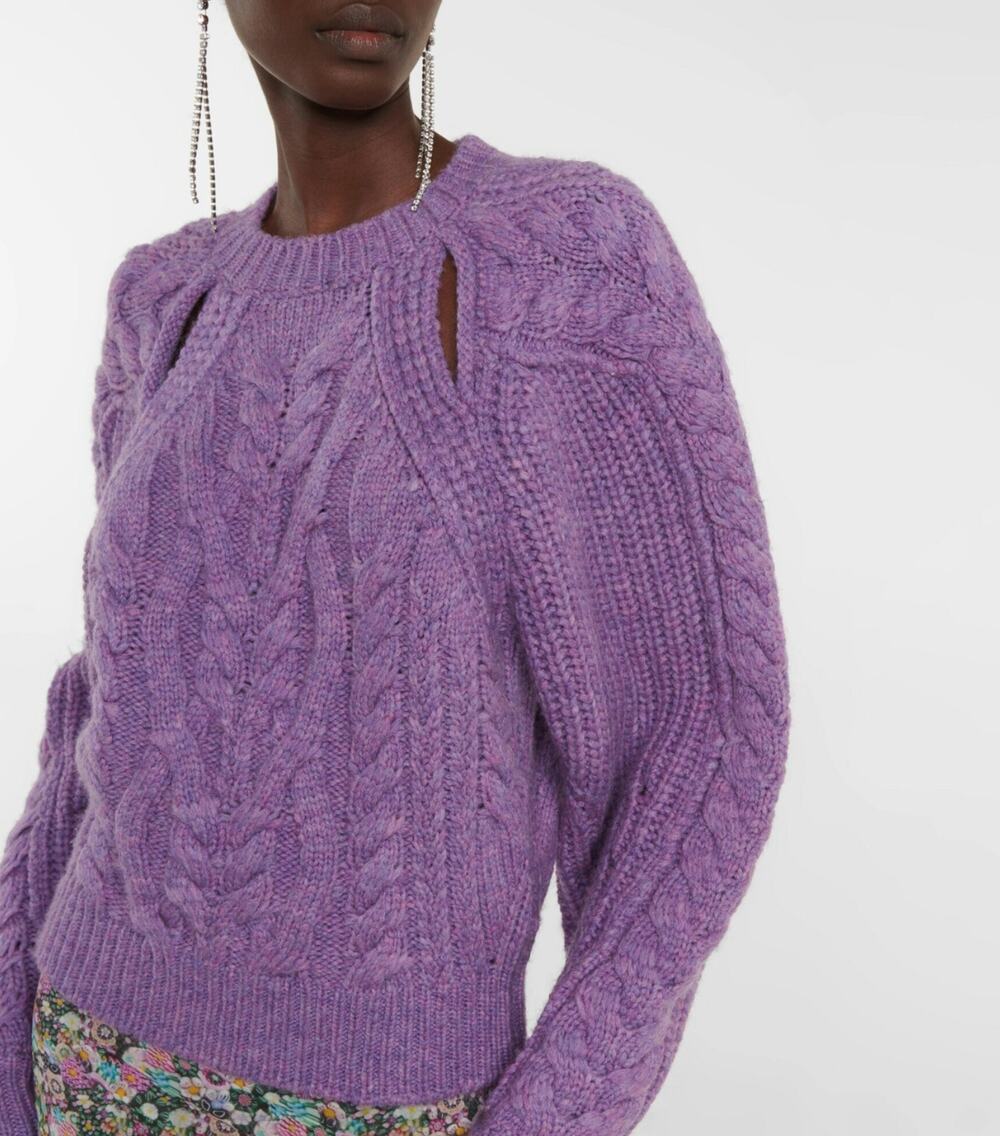 Isabel Marant Paloma Sweater FR 36 S Ultra Violet Cable Knit Wool Blend Cut Out